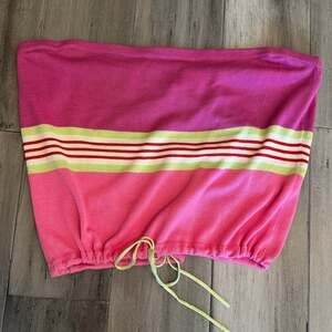 Vintage Real Clothes Saks Fifth Avenue Knit Strapless Tube Top with Drawstring